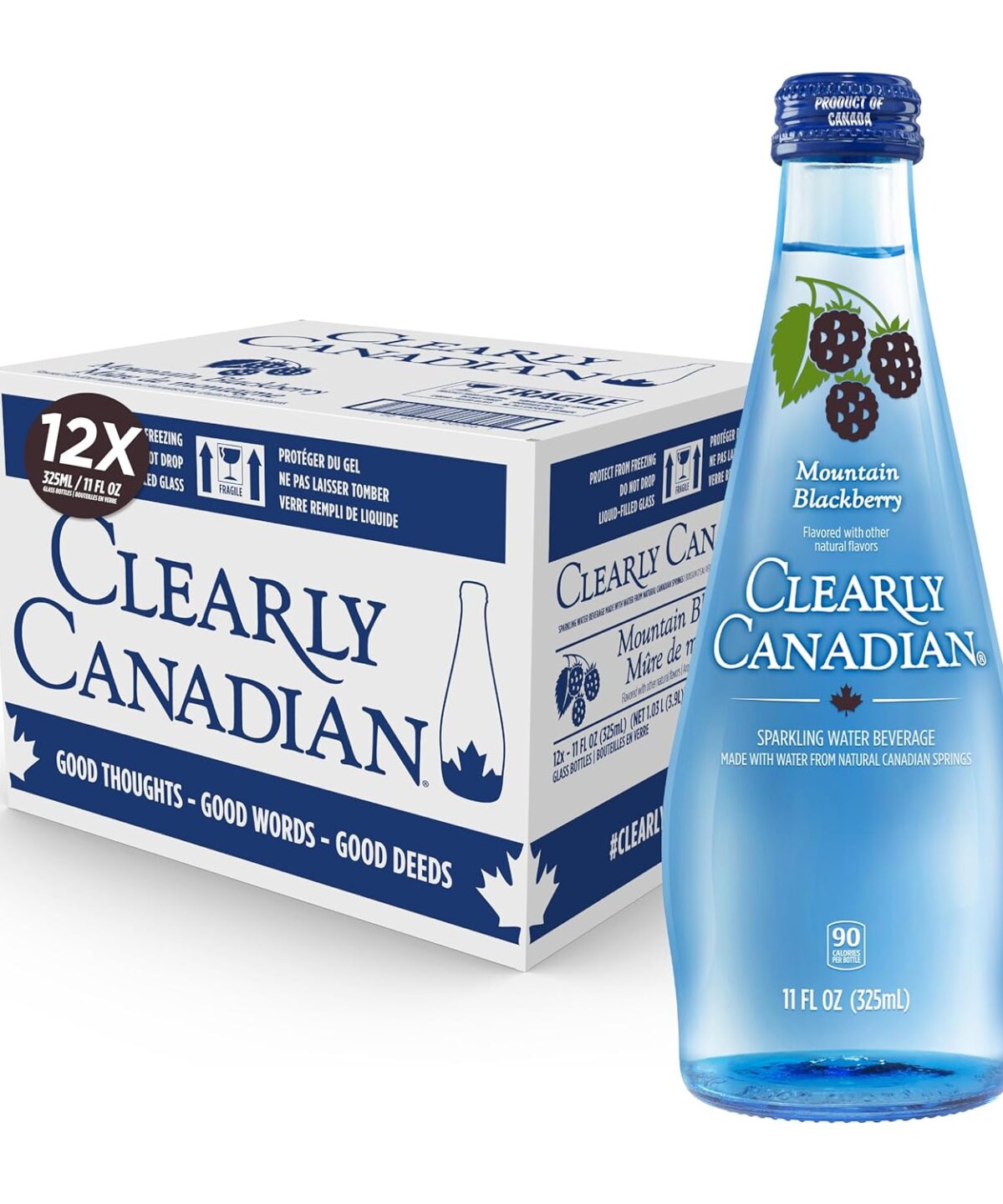 Clearly Canadian Mountain Blackberry Sparkling Water - 11 oz bottles (Pack of 12)